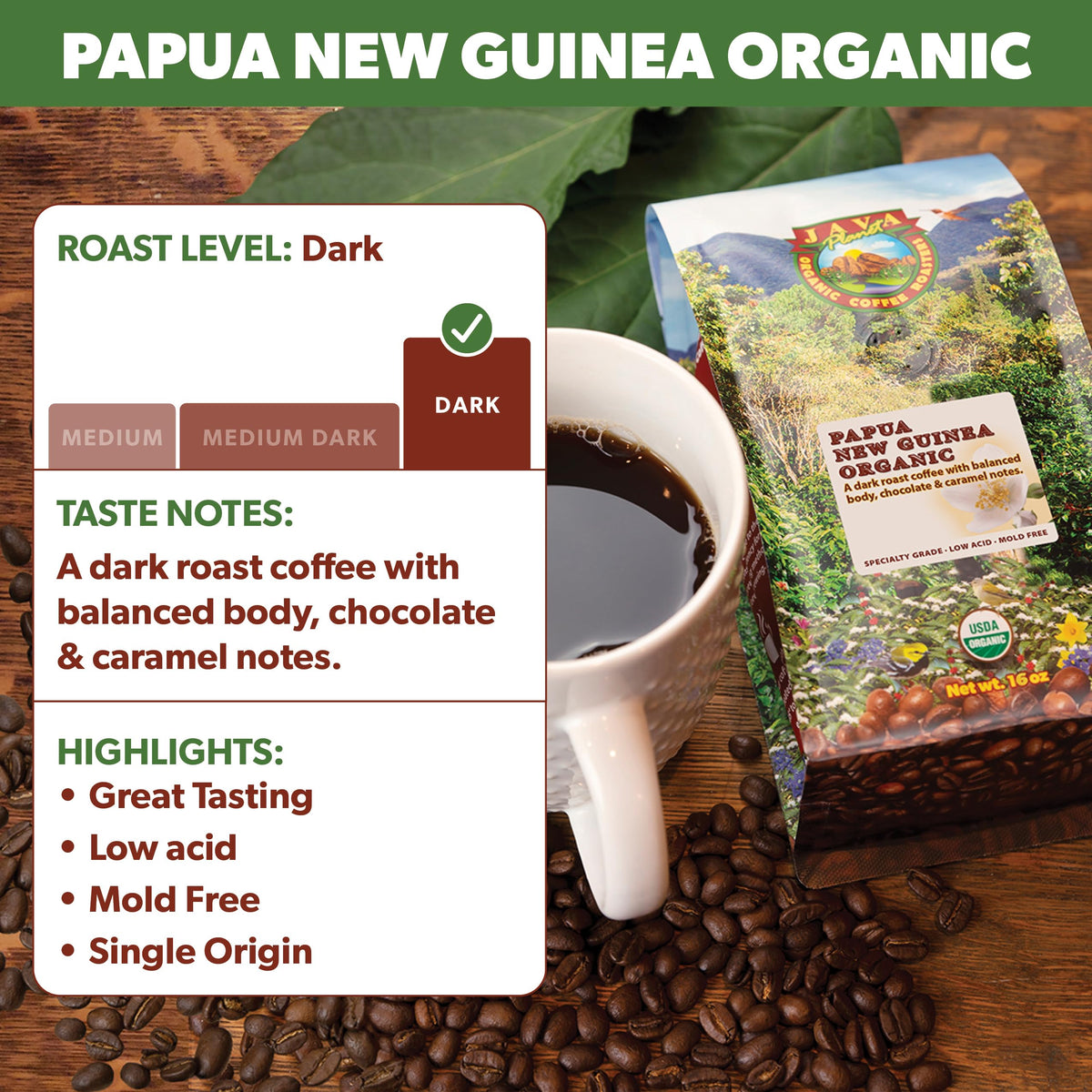 Java Planet whole bean packaging, preserves freshness for any grinder