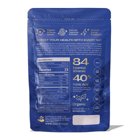 Javajit ground coffee with Shilajit mix emphasizes earthy flavor and mineral-rich brew.