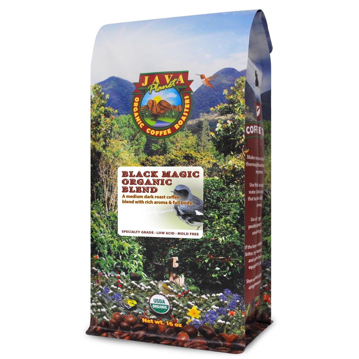Java Planet Black Magic Blend bag ready for home brewing.
