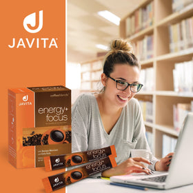 Javita adaptogens blend closeup showcasing botanical support for steady focus.