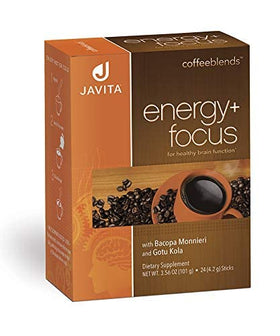 Javita energy-focus setup on desk supports study sessions.