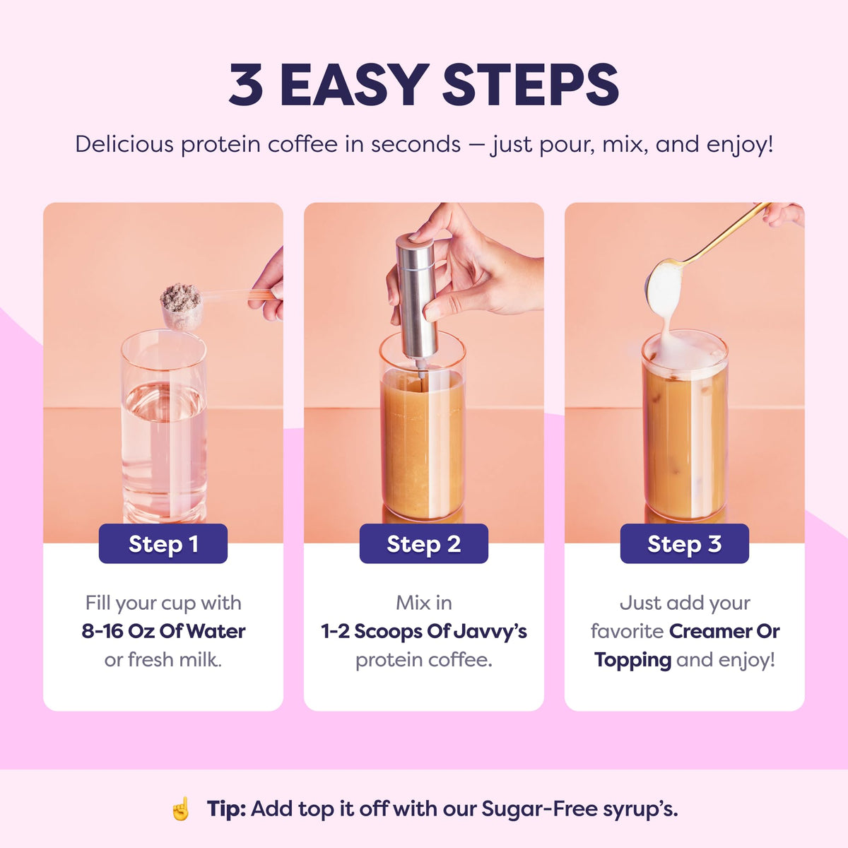 Javvy packaging highlights absence of artificial flavors or sweeteners.