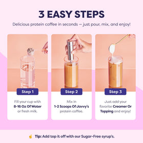 Javvy packaging highlights absence of artificial flavors or sweeteners.
