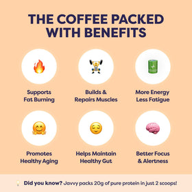 Refreshing Javvy Caramel Protein Iced Coffee in a glass with ice.