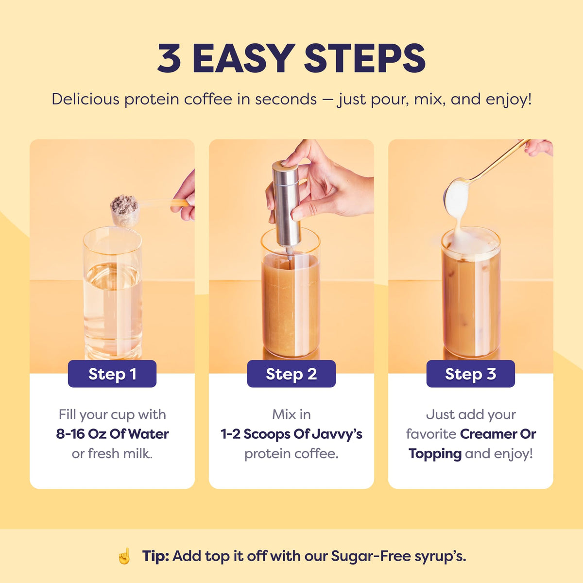 Javvy coffee aroma close-up hints at cafe-quality experience.