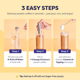 Javvy coffee aroma close-up hints at cafe-quality experience.