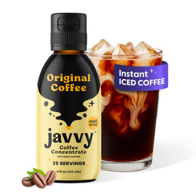 Javvy Coffee Concentrate bottle front shows premium Arabica aroma.