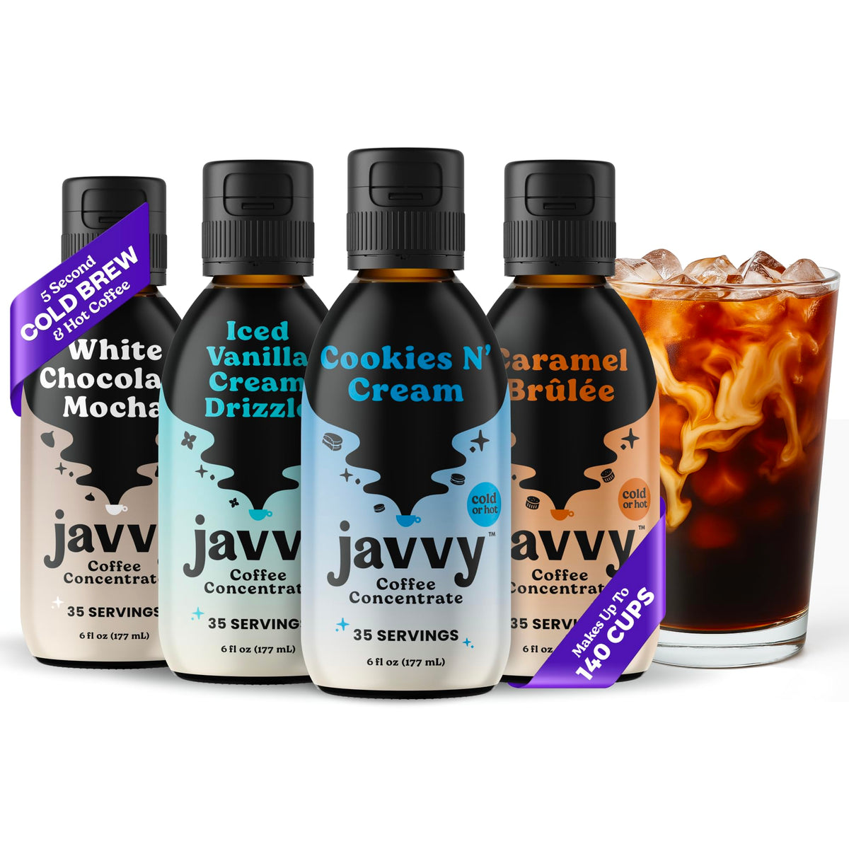 Javvy Coffee Concentrate bottle for iced beverages with smooth, bold flavor.
