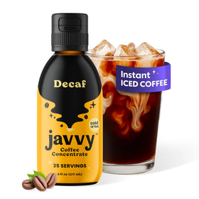 Javvy Coffee Concentrate bottle pour for smooth cold brew at home.