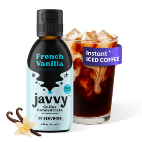 Javvy Coffee Concentrate bottle with rich aroma for hot or cold drinks.
