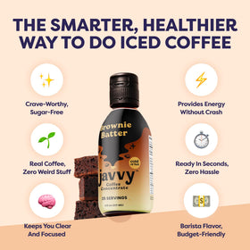 Javvy Brownie Batter concentrate hot cup reveals silky texture and dessert-like finish