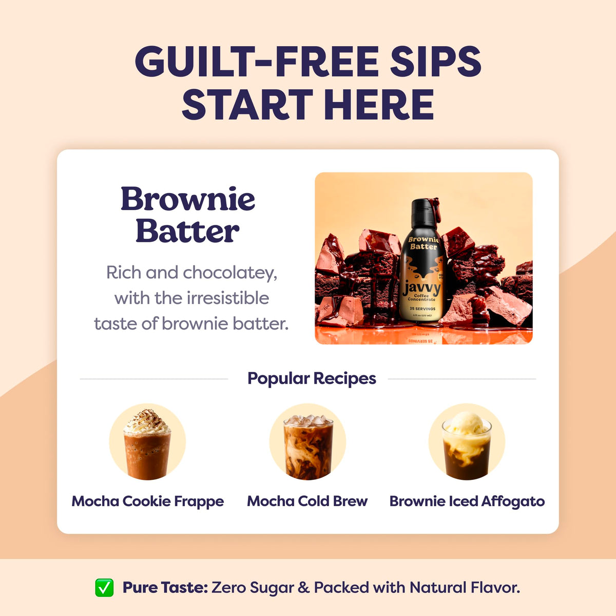 Javvy Brownie Batter concentrate iced drink with bold aroma and cool finish