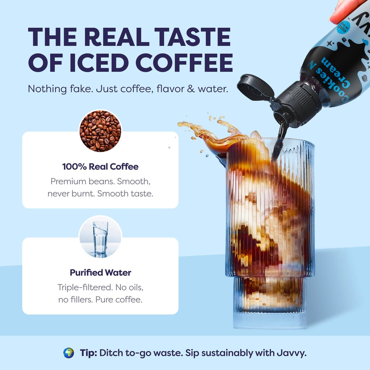 Javvy Cookies N’ Cream concentrate bottle with convenient measuring dropper.