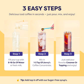 Javvy coffee concentrate creates creamy foam for cappuccinos.