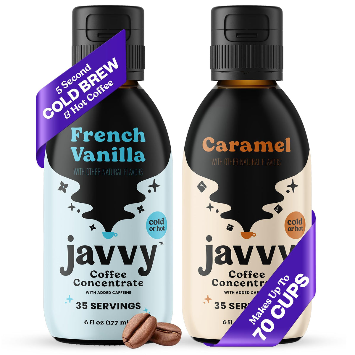 Javvy coffee concentrate French vanilla bottle ready for easy at-home flavor enhancement