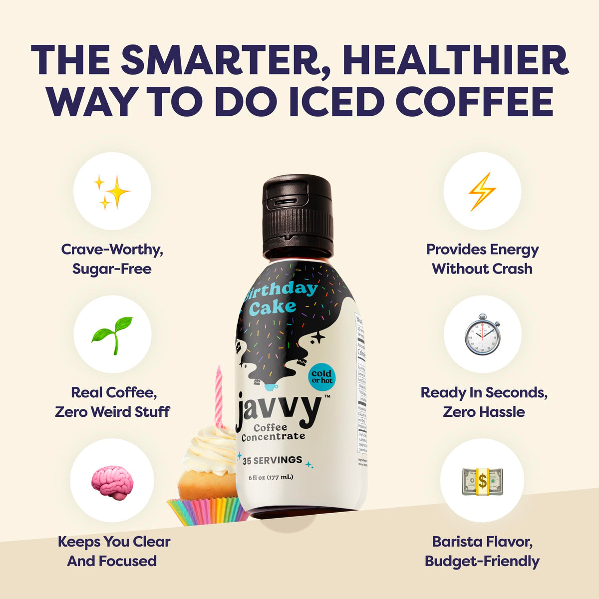 Javvy concentrate being poured over ice for cold brew simplicity