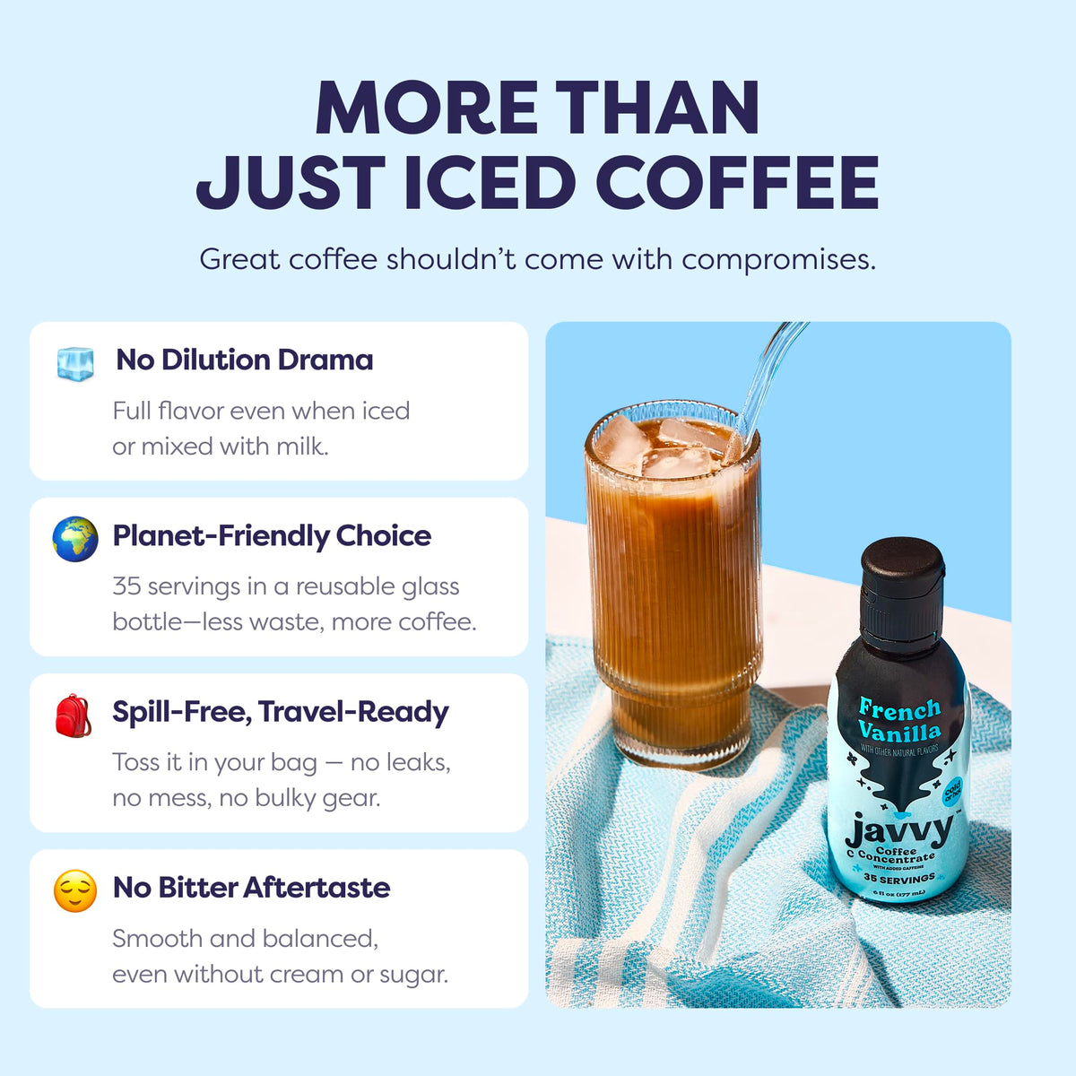 Ethically sourced Arabica beans are used in Javvy Coffee Concentrate.