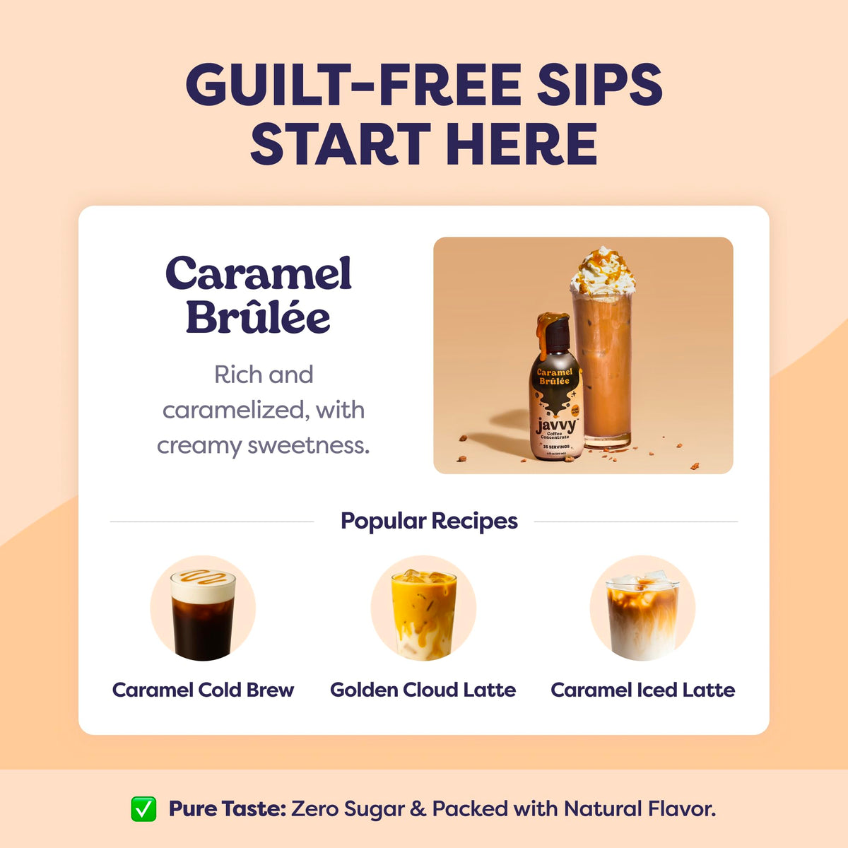 Javvy Caramel Brulee label highlights premium Arabica beans