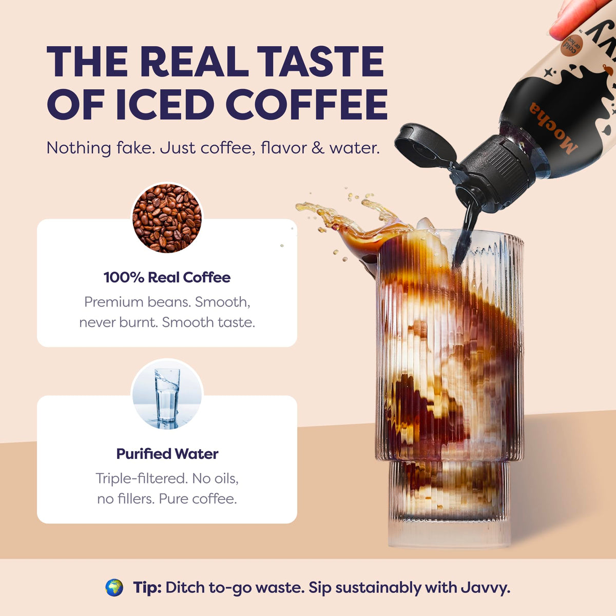 Javvy Coffee Concentrate Mocha with Arabica beans signals premium sourcing.