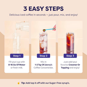 Javvy Mocha concentrate on kitchen shelf conveys everyday coffee convenience.