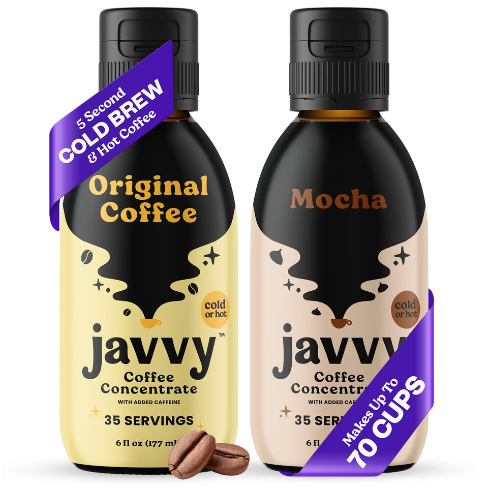 Javvy Coffee Concentrate Original bottle with smooth, bitterness-free taste for hot or cold drinks