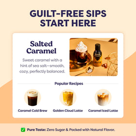 Javvy Salted Caramel glass shows ready-to-serve coffee with a rich aroma.