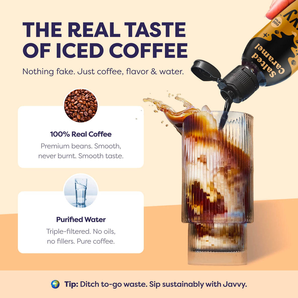 Javvy Salted Caramel concentrate adds creamy flavor to hot latte creations.