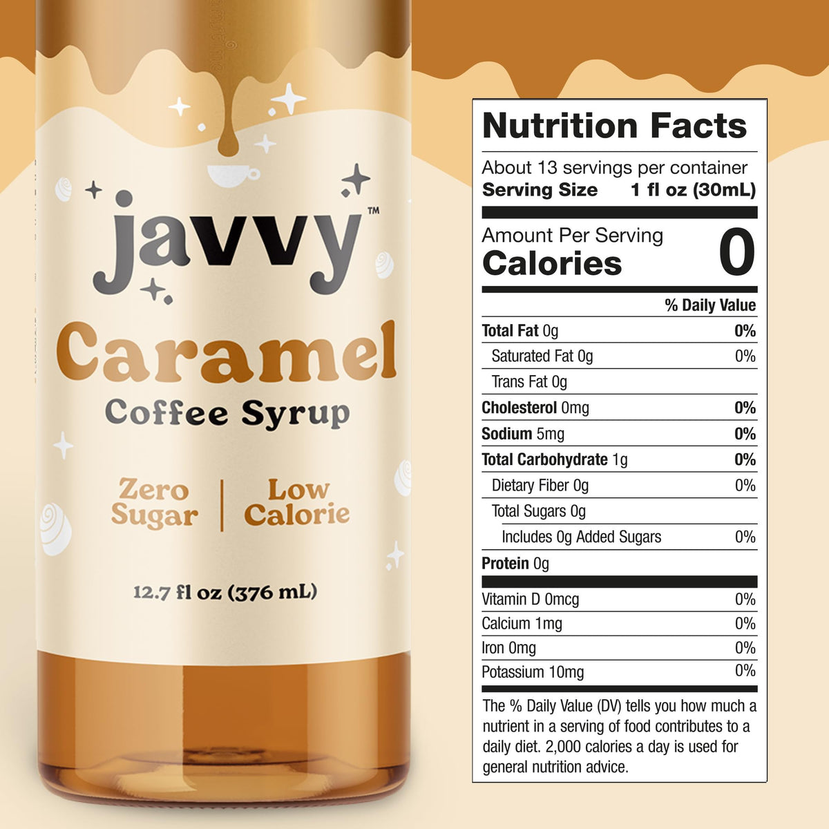 Javvy Coffee Syrup Mocha bottle to enhance chocolatey coffee notes.
