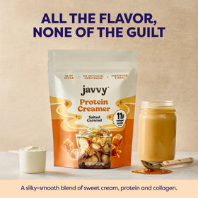 Javvy creamer swirl in coffee showcases rich, smooth, sugar free flavor.