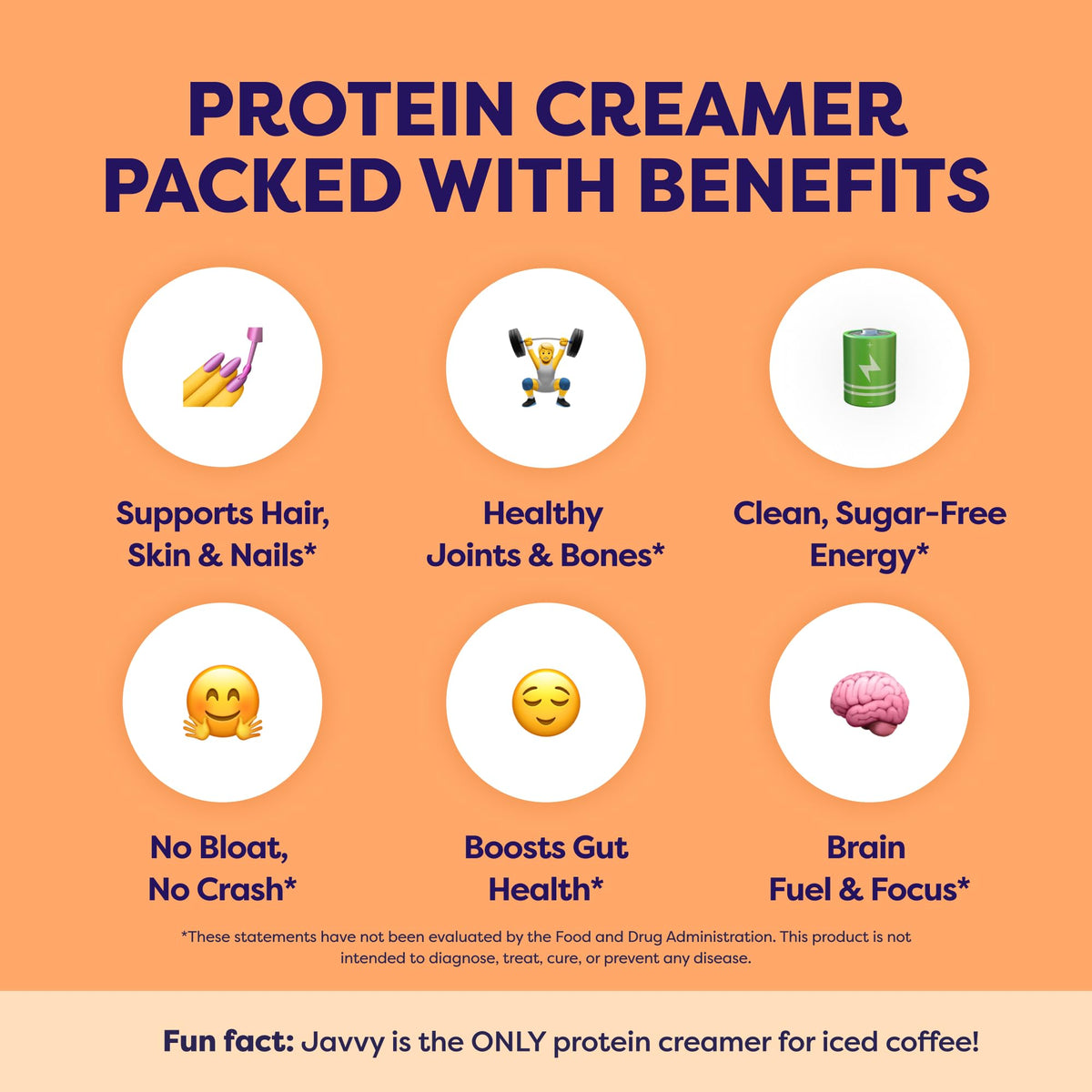 Javvy grass-fed collagen powder tub highlights 11g per serving.