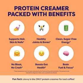 Javvy grass-fed collagen powder tub highlights 11g per serving.