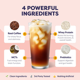 Javvy Hazelnut Protein Iced Coffee glass captures a refreshing protein-packed drink.