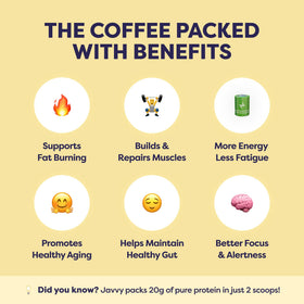 Javvy Original Protein Iced Coffee glass with ice highlighting refreshing caffeine boost