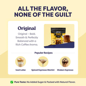 Javvy Original Protein Iced Coffee packaging emphasizing portability and travel-friendly design