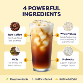 Javvy Original Protein Iced Coffee scoop showcasing one-scoop serving for easy blends