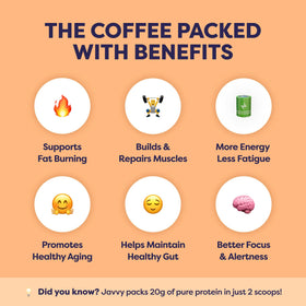 Javvy premium whey coffee sachet ready to mix on the go