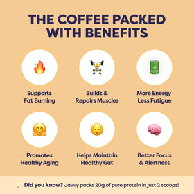 Javvy premium whey protein coffee serve: quick energy boost between tasks