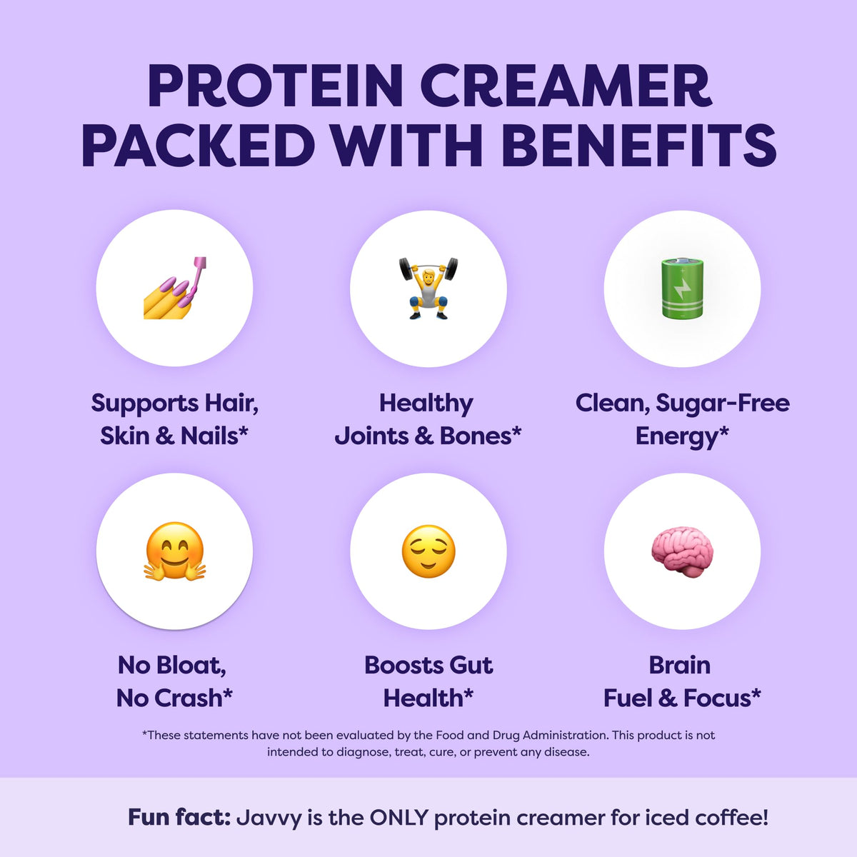 Scoop of Javvy creamer shows convenient serving with 11g collagen.