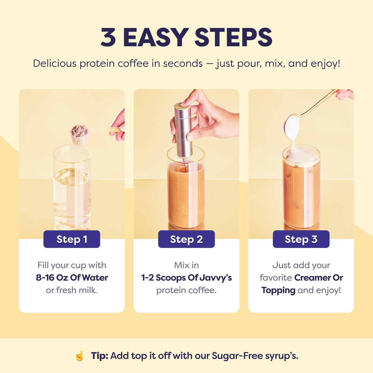 Javvy Tiramisu Protein Iced Coffee packaging for travel and portability