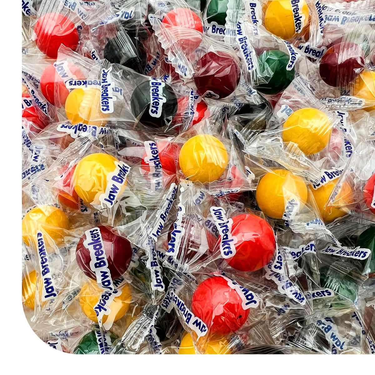 Jaw Breakers Hard Candy bulk pack front view with wrapped pieces ready to share