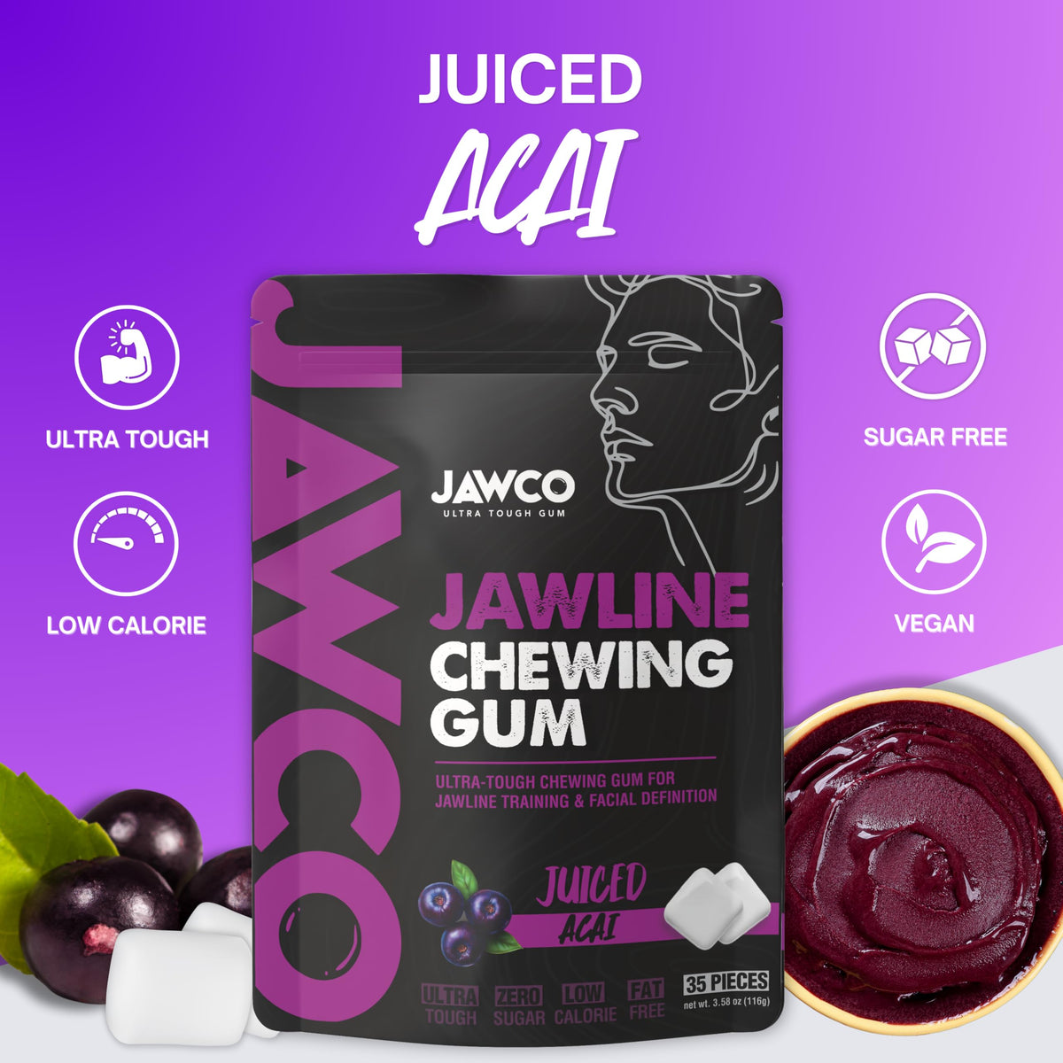 Closeup of JAWCO chew showing 15x resistance engaging masseter