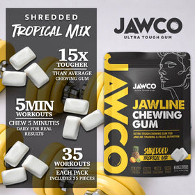 JAWCO chewing action close-up demonstrates natural mastication for target muscle engagement