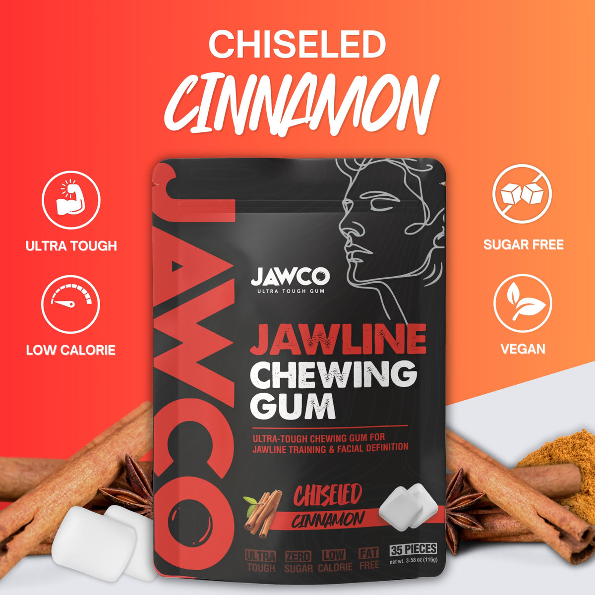 JAWCO chiseled cinnamon pack side view highlights portable design for on-the-go use.