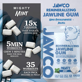 JAWCO close-up of gum texture showing extra hardness for jaw training.