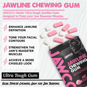 Jawco flavorful chew supports a pleasant daily facial fitness routine.