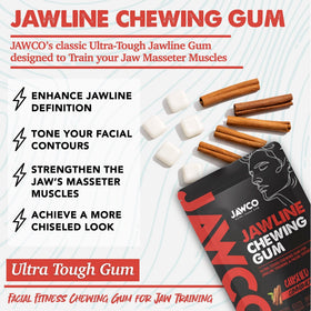 JAWCO full product shot emphasizes premium, durable gum for facial fitness.