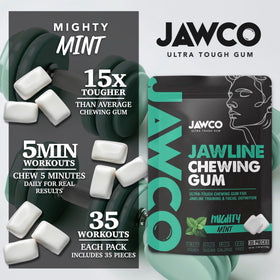 Close-up of a JAWCO gum piece showing rugged chew texture for intensity.