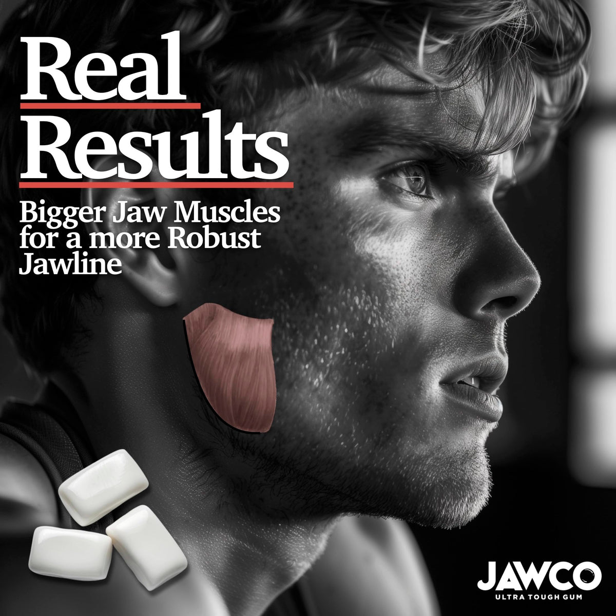 JAWCO jaw-training routine image implies practical use during daily activities.