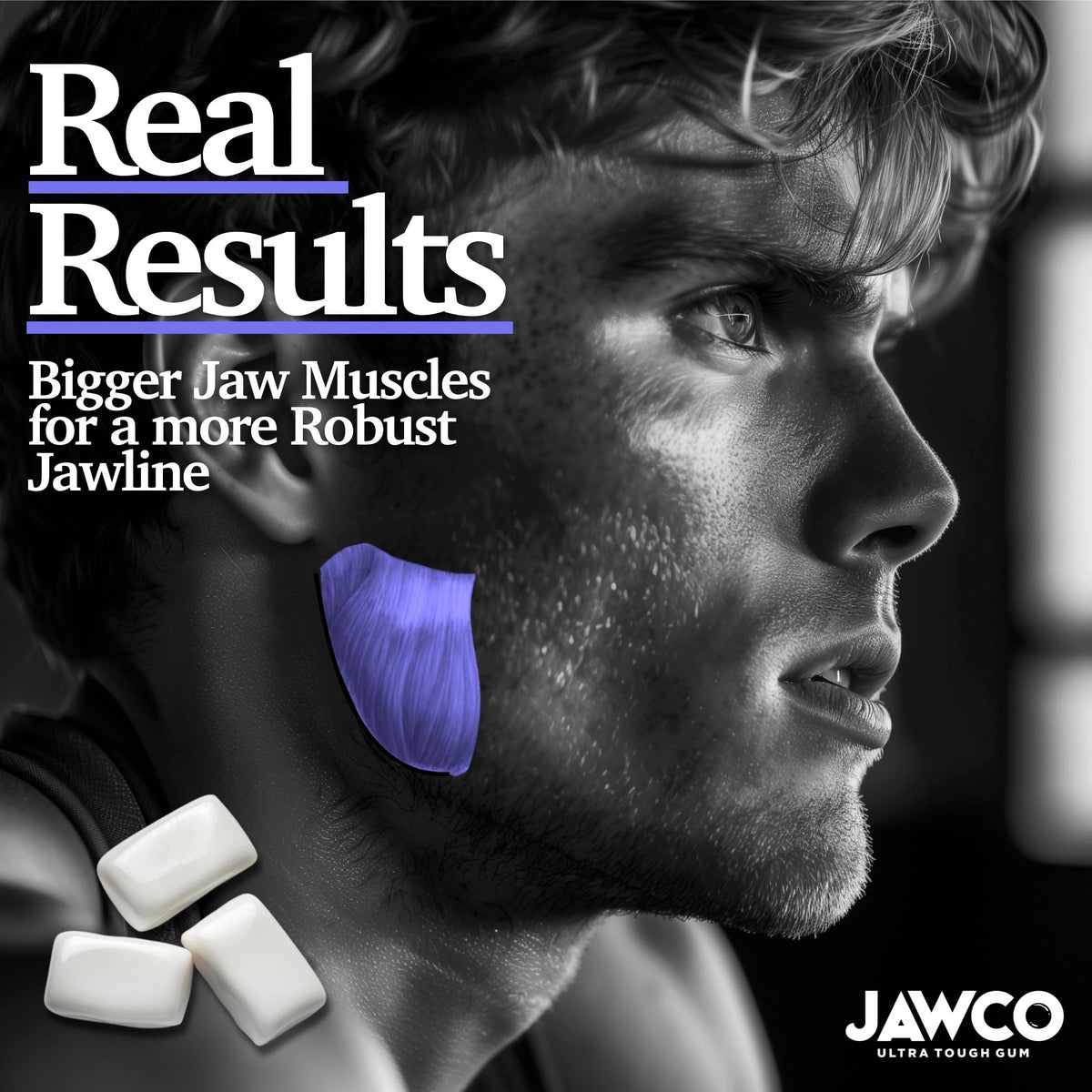 JAWCO jawline tone visual suggesting sharper contour