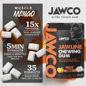 Closeup of JAWCO gum texture emphasizing dense chew for muscle engagement.